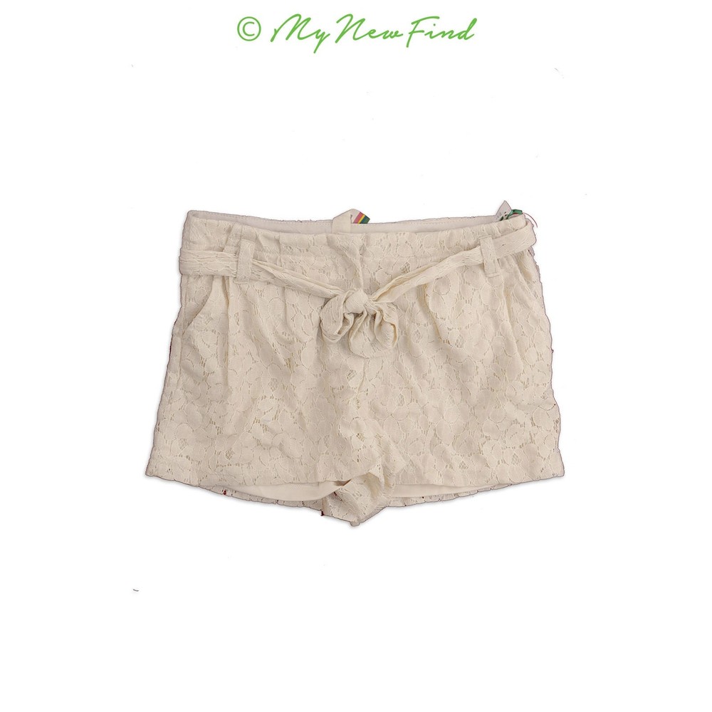 Mimi Chica Nordstrom Jrs Belted Shorts Size S Lace Cotton Blend Beige NEW  B73
